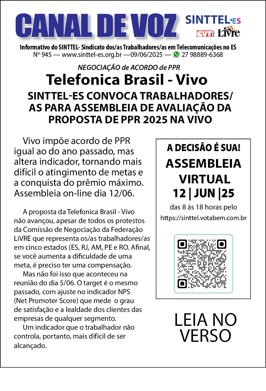 Capa: canal de voz 945