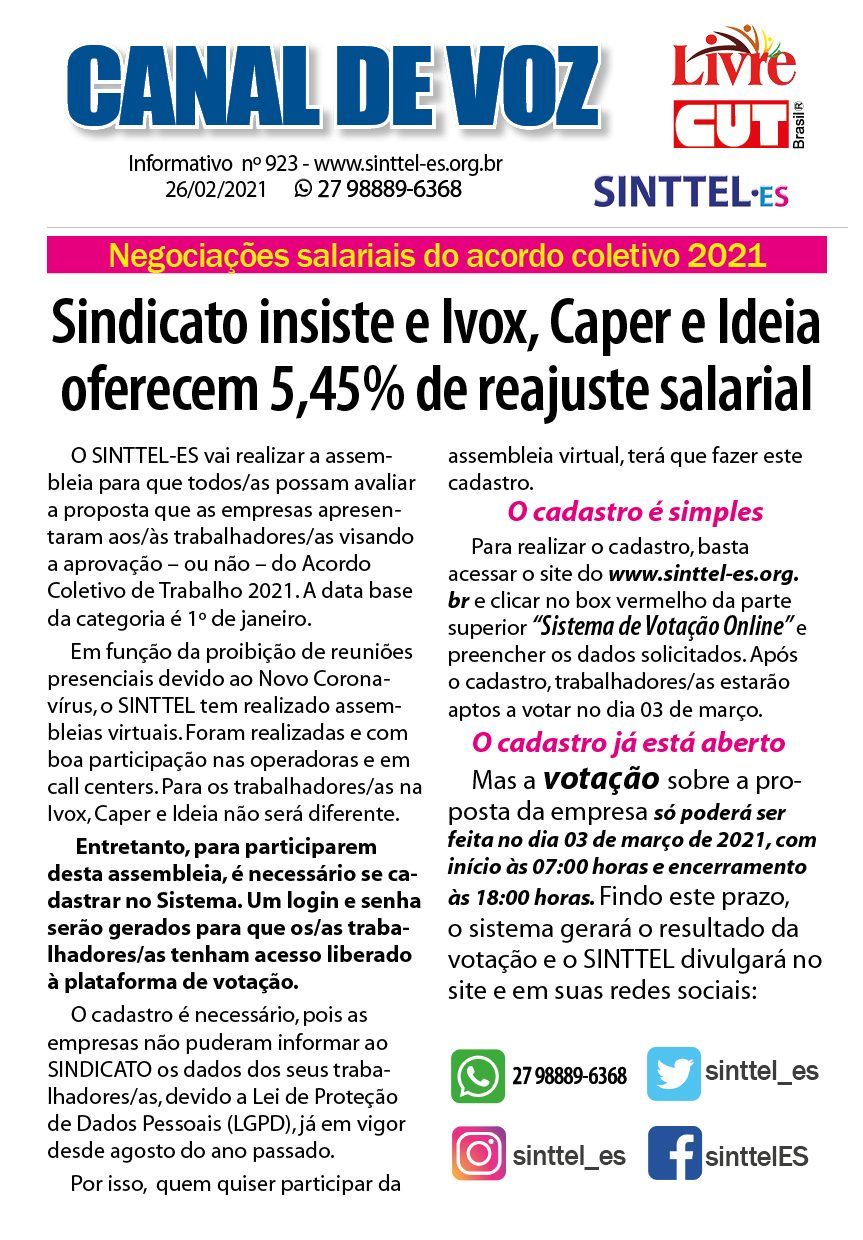 Capa: canal de voz 923