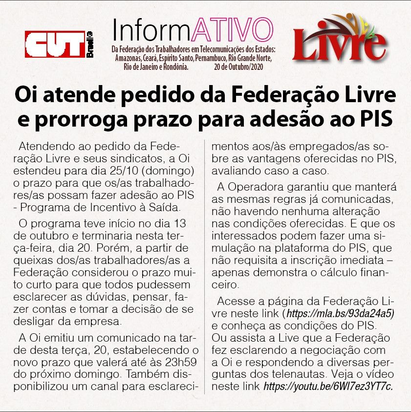 Capa: Informativo PIS