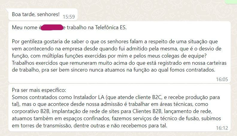 menagem wA trabalhador da Vivo