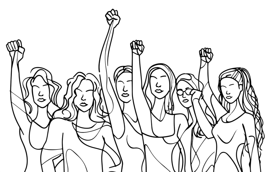 mulher-poder-de-votacao-maos-levantando-para-o-ceu-uma-linha-continua-arte-feminista-dia-de-eleicao-on-line
